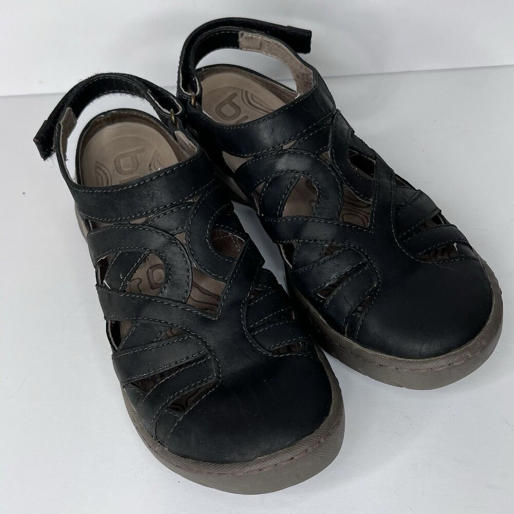 Bionica Maclean Black Leather Comfort Sandals Women’s Size 8